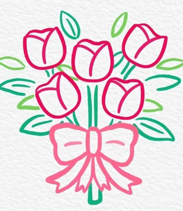 How to draw a tulip step by step 6