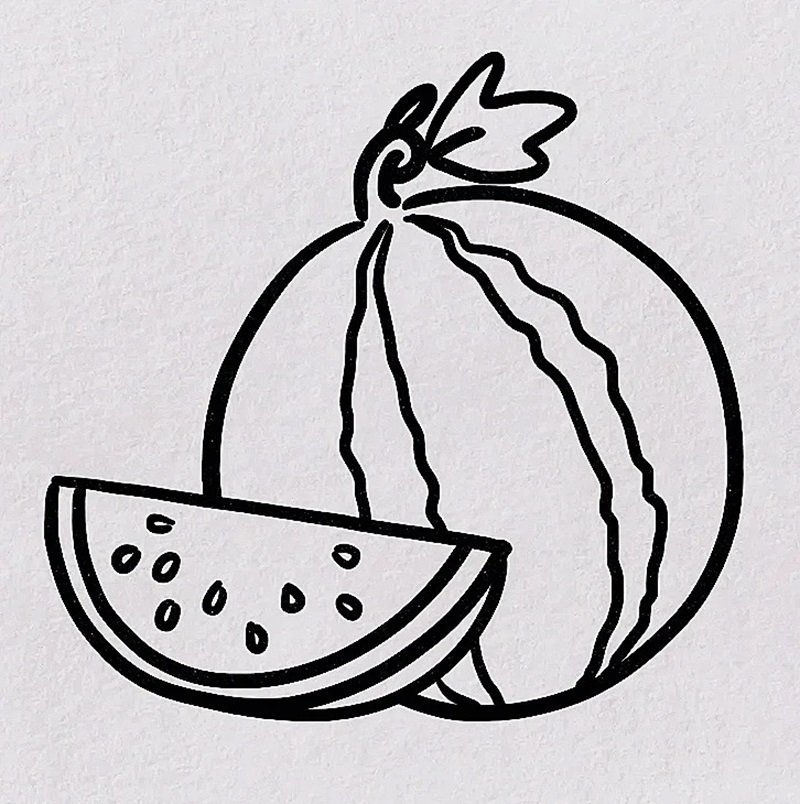 How to draw a watermelon easy 6
