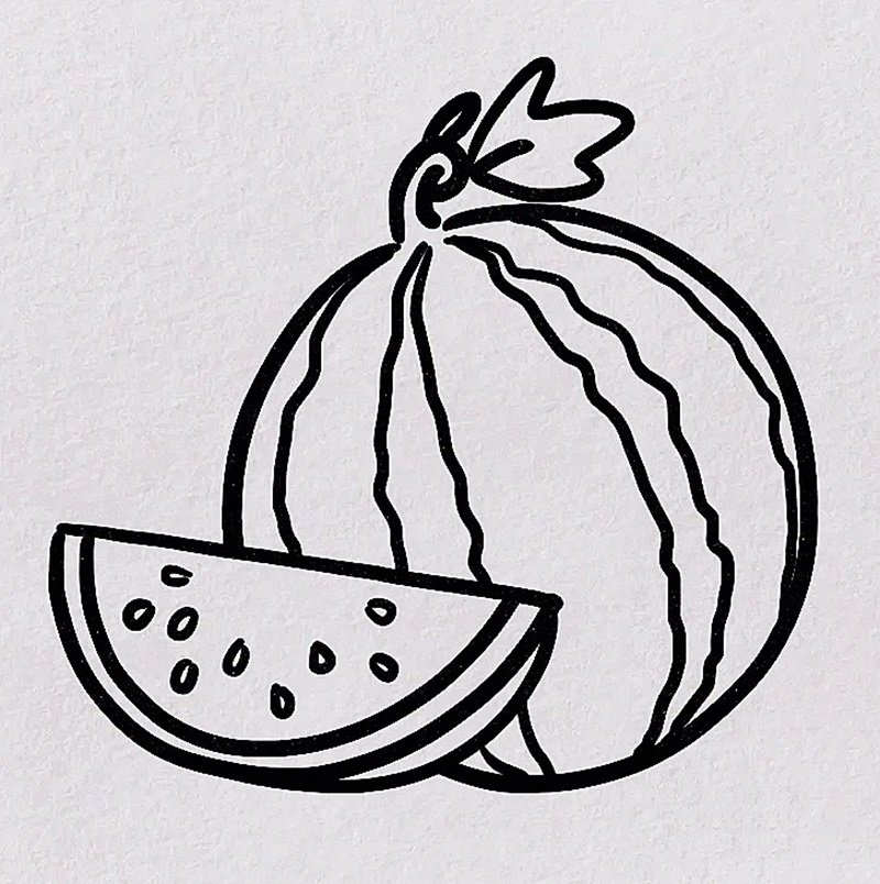 How to draw a watermelon easy 7