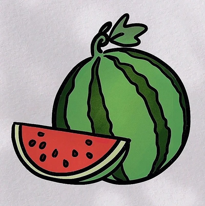 How to draw a watermelon easy