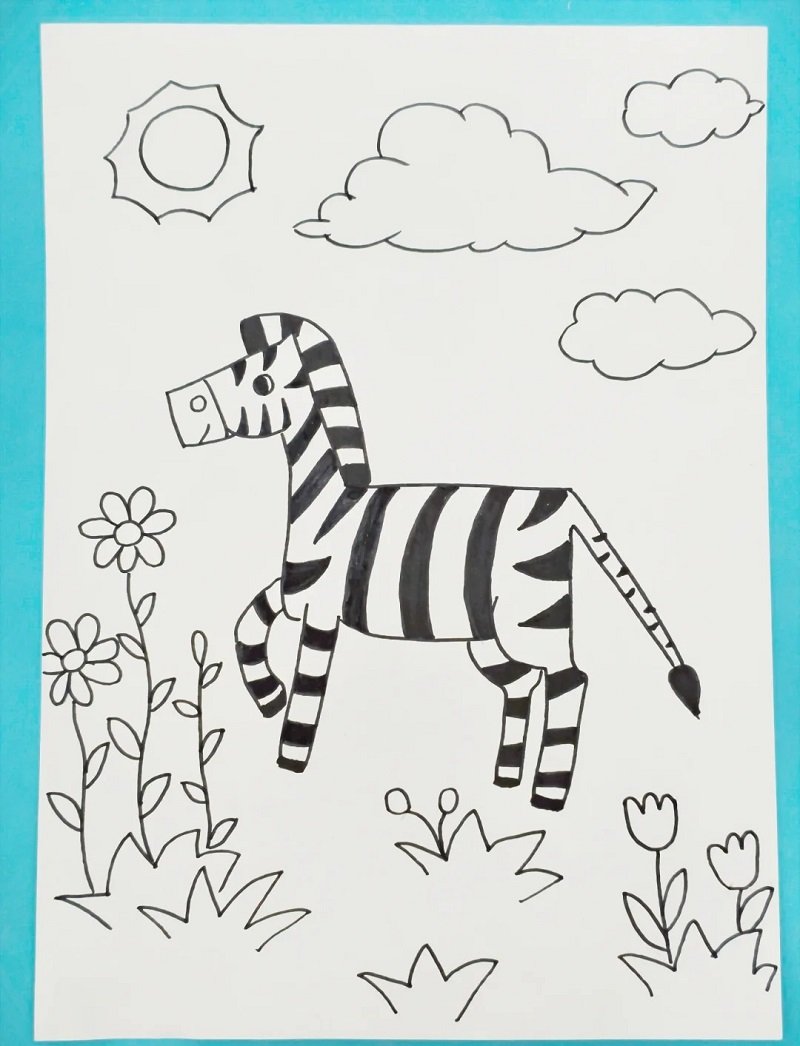 How to draw a zebra kids 4