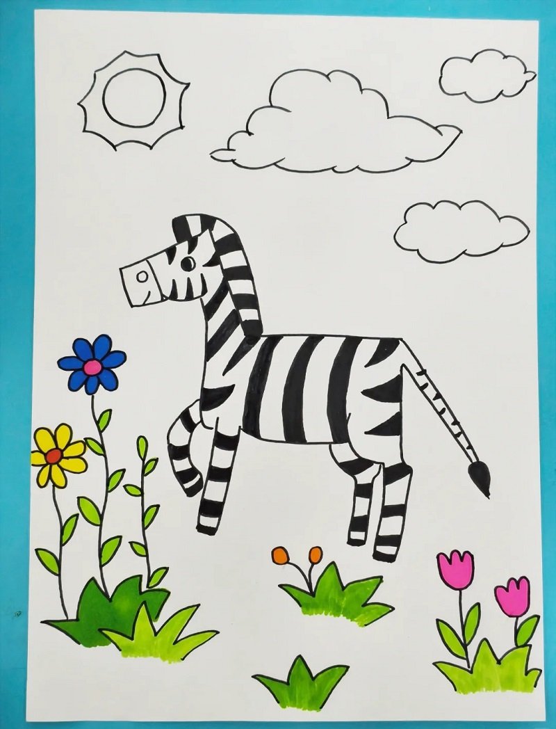 How to draw a zebra kids 5