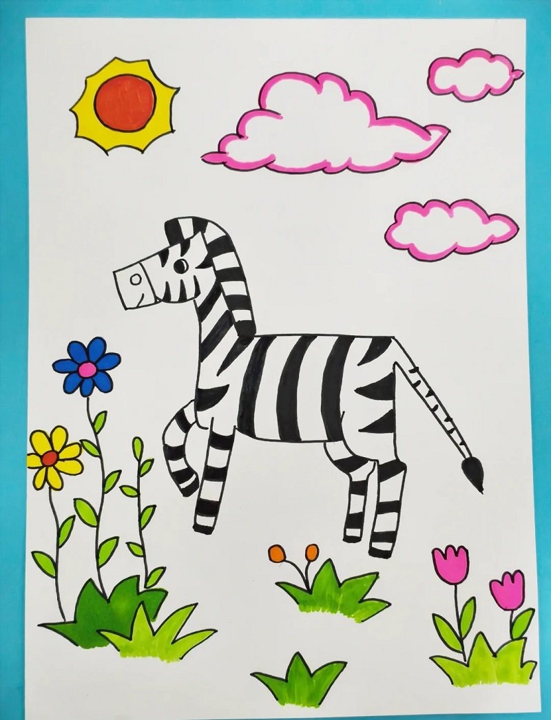 How to draw a zebra kids