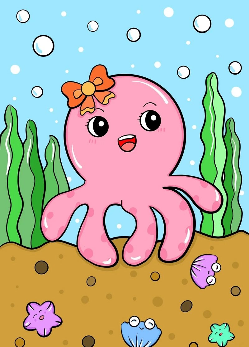 How to draw an easy Octopus