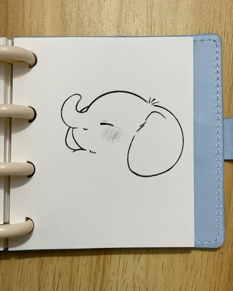 How to draw an elephant cute 3
