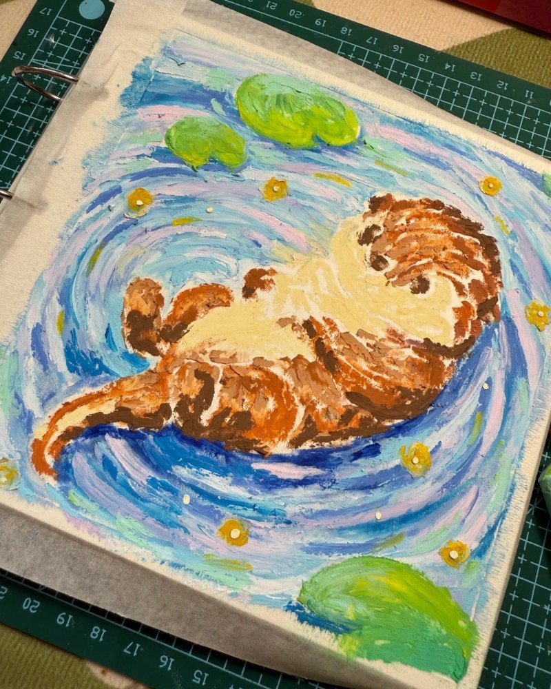 How to draw an otter in water 5