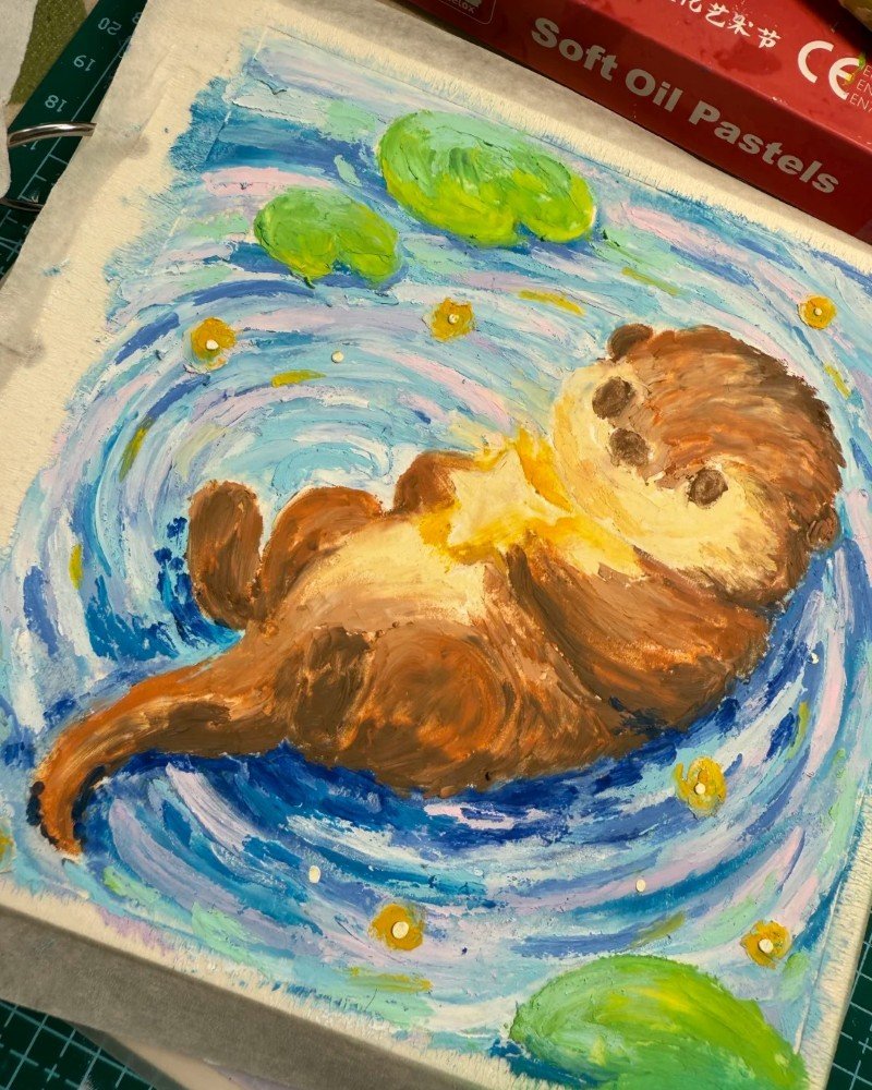 How to draw an otter in water 6