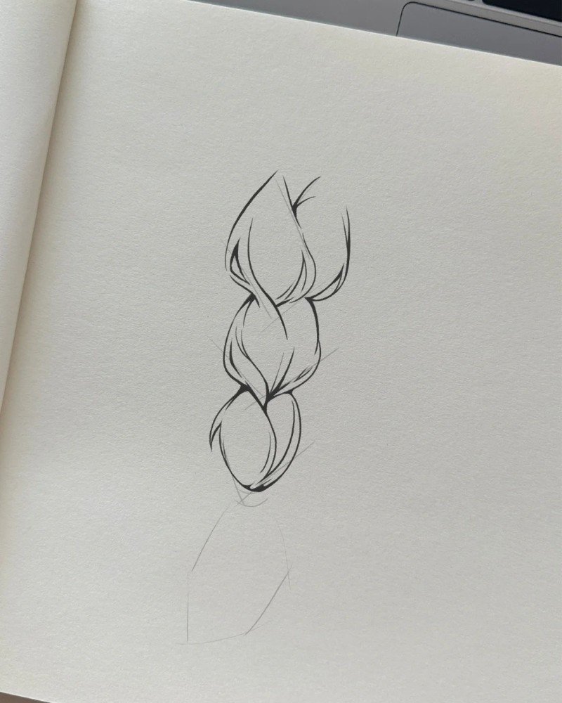 How to draw braids 4