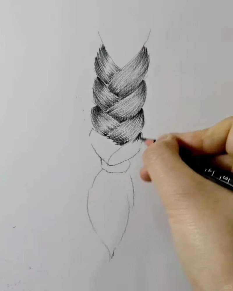 How to draw braids in hair 5