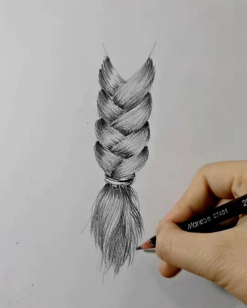 How to draw braids in hair 6