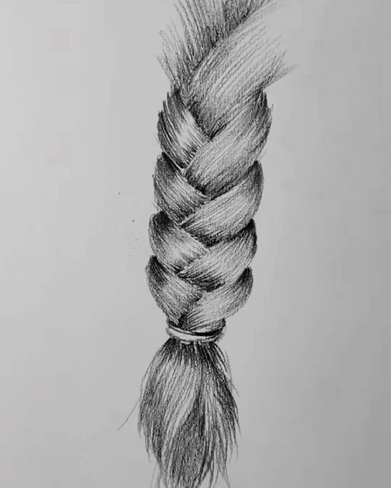 How to draw braids in hair