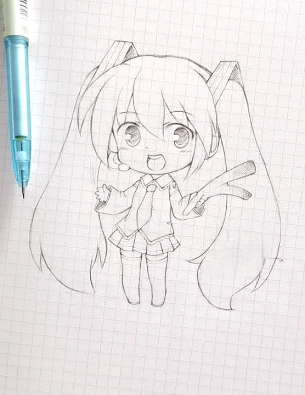 How to draw chibi hatsune miku