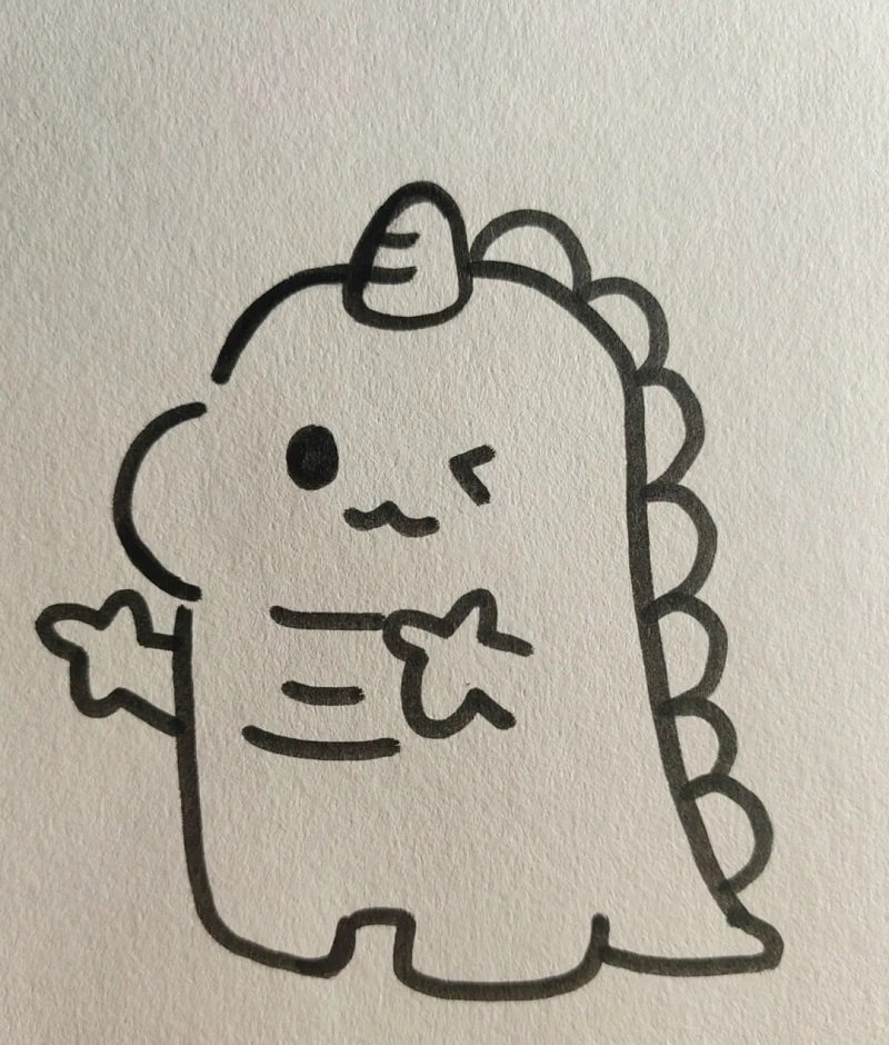 How to draw a Dinosaur easy cute 6