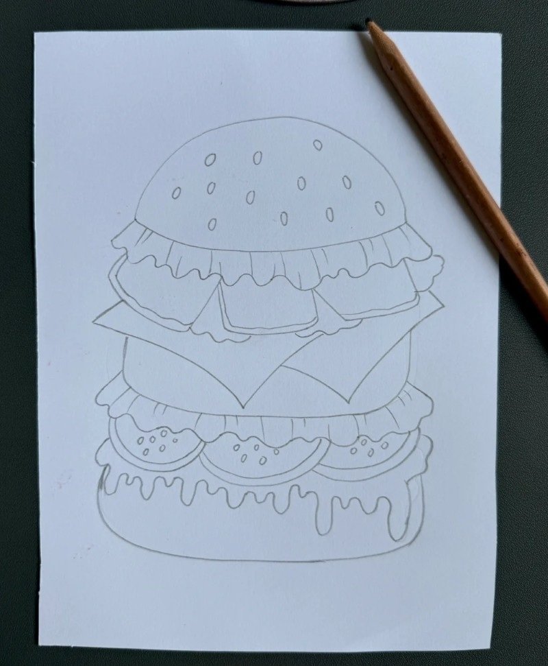 How to draw a easy burger 1
