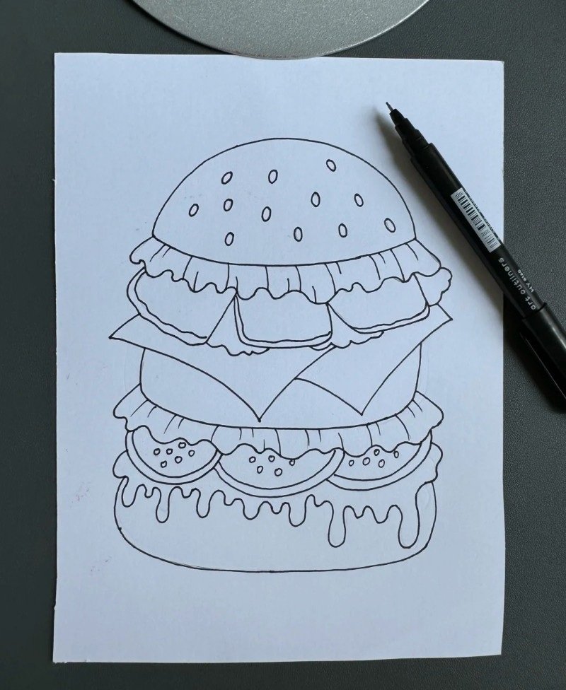 How to draw a easy burger 2