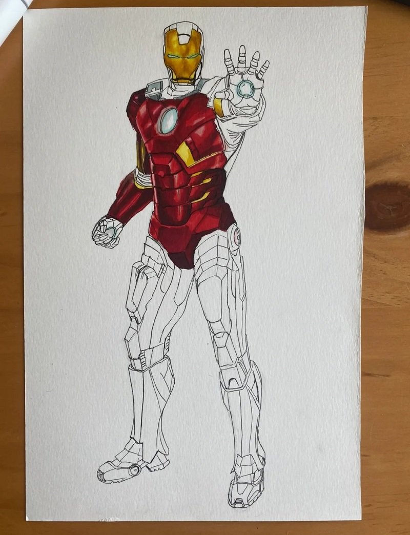 How to draw iron man step by step 3