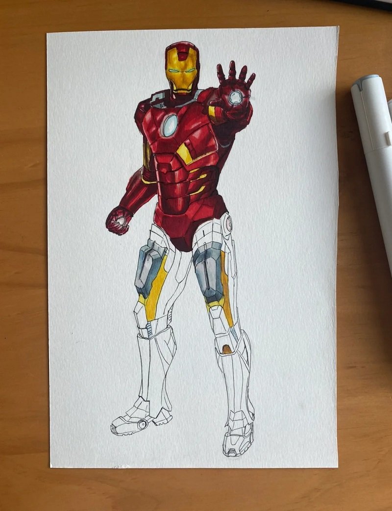 How to draw iron man step by step 4