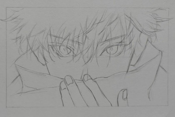 How to draw Satoru Gojo 3