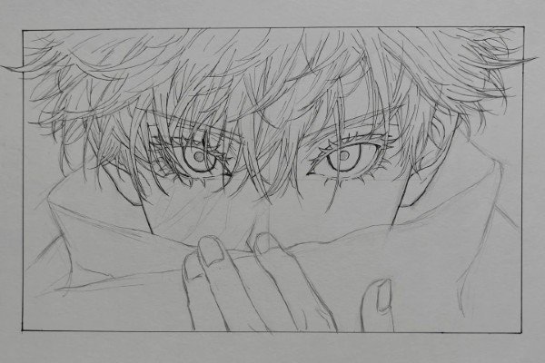 How to draw Satoru Gojo 6