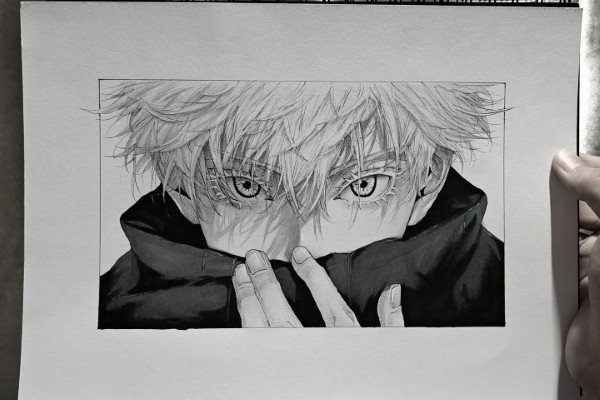 How to draw Satoru Gojo 9