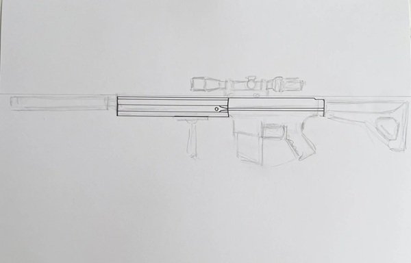 How to draw simple gun 1