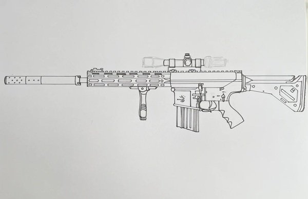 How to draw simple gun 5