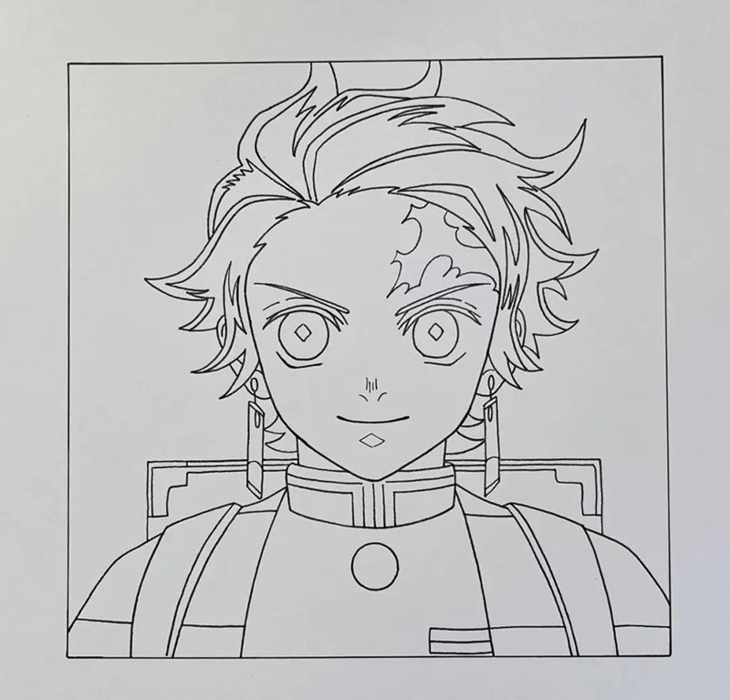 How to draw Tanjiro 5