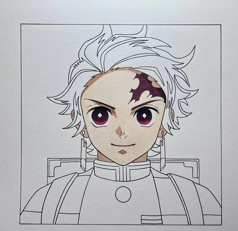 How to draw Tanjiro 6