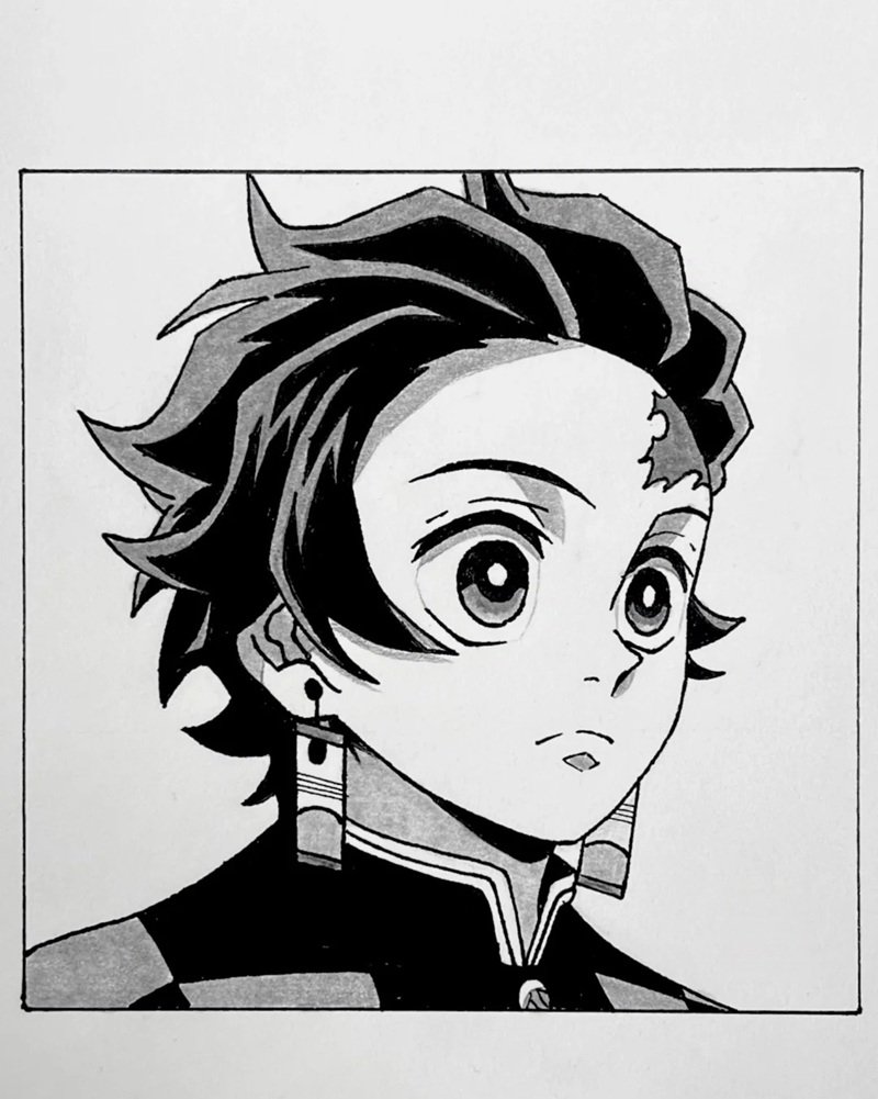 How to draw Tanjiro easy