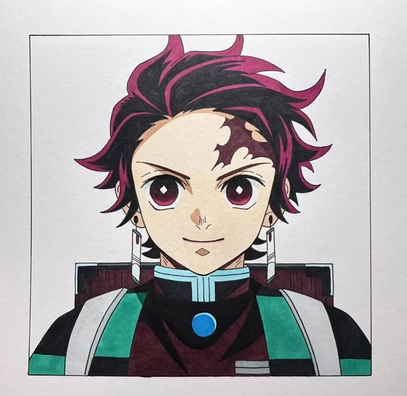 How to draw Tanjiro