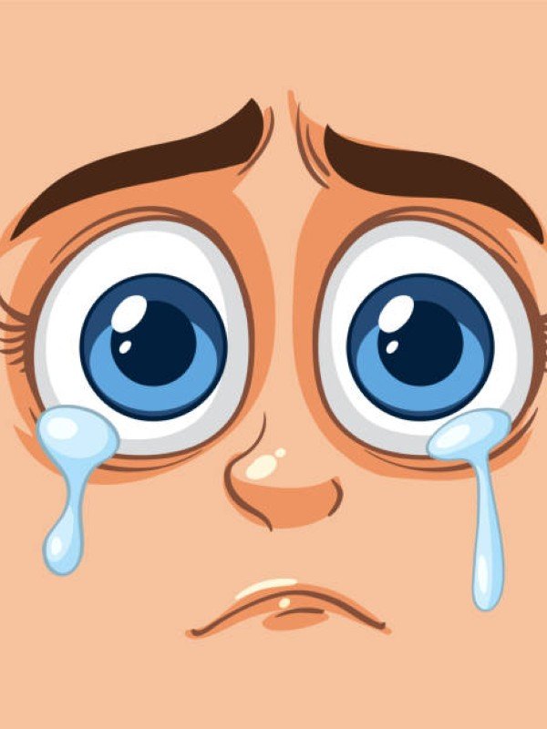 A vector of a sad crying face
