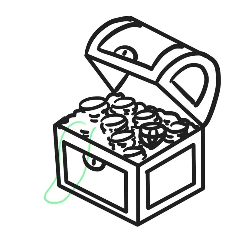 How to draw a cartoon treasure chest 7