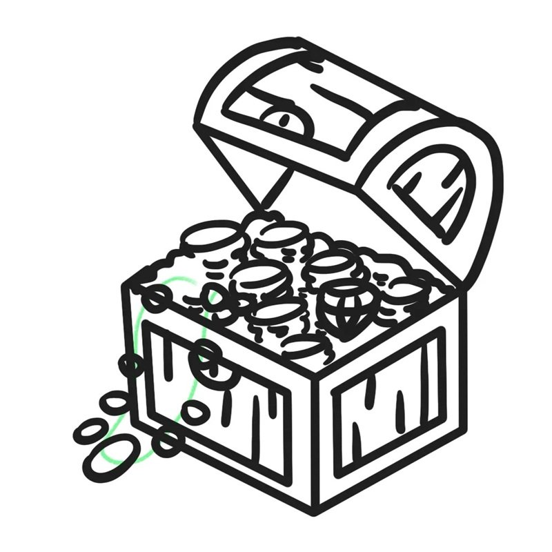 How to draw a cartoon treasure chest 8