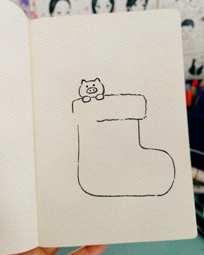 How to draw a christmas stocking 2
