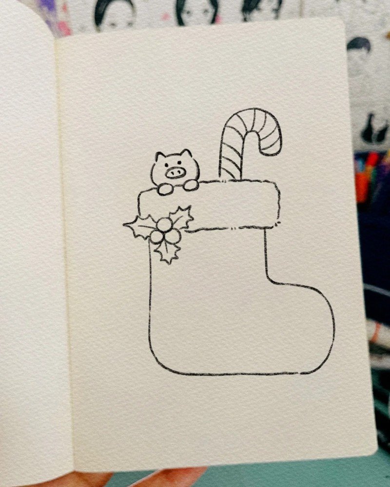 How to draw a christmas stocking 3