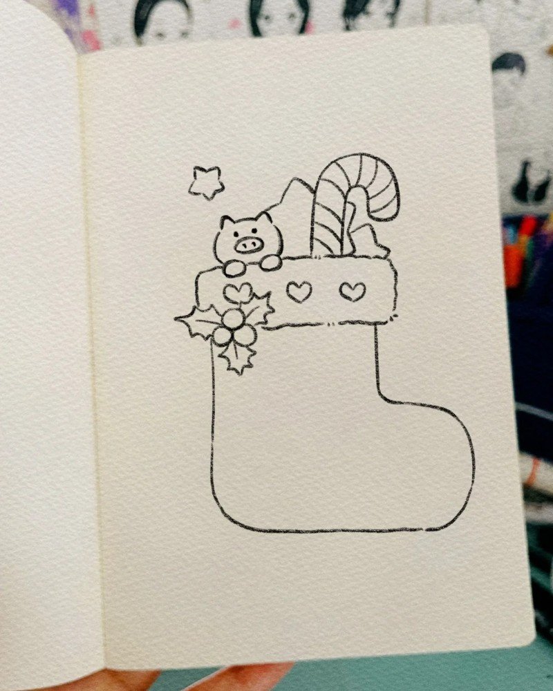 How to draw a christmas stocking 4