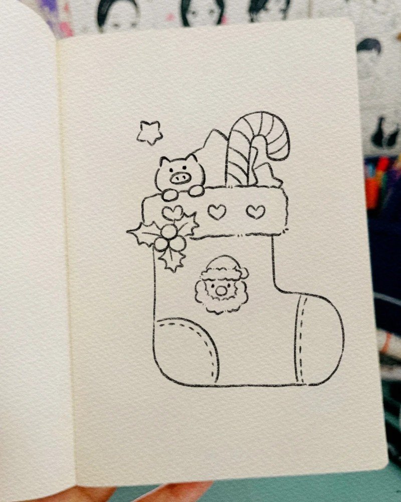 How to draw a christmas stocking 5