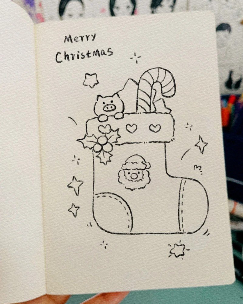 How to draw a christmas stocking