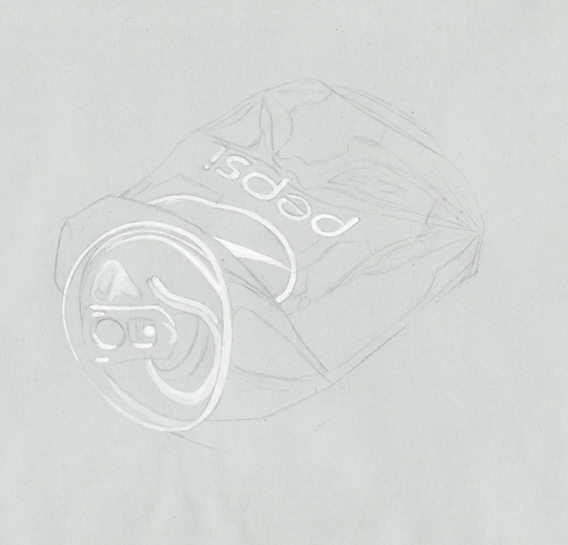 How to draw a crushed soda can 1