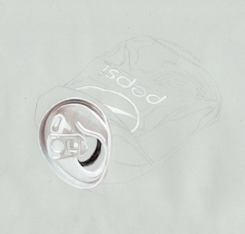 How to draw a crushed soda can 2