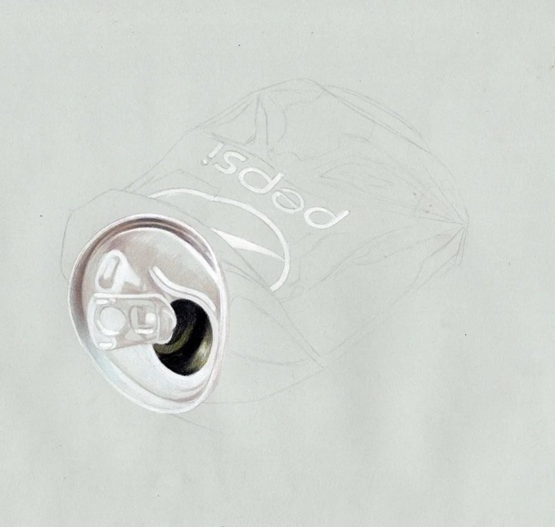 How to draw a crushed soda can 3