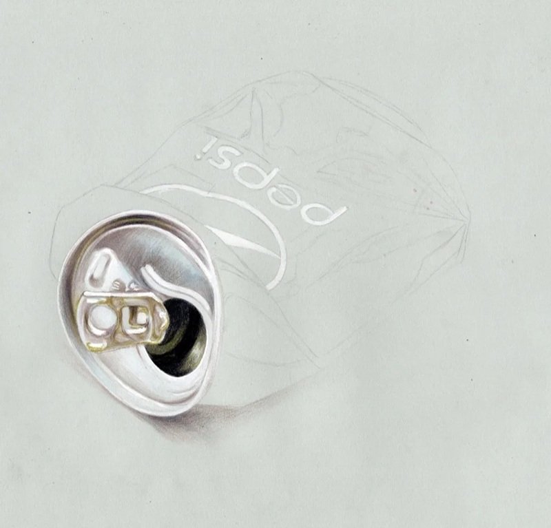 How to draw a crushed soda can 4