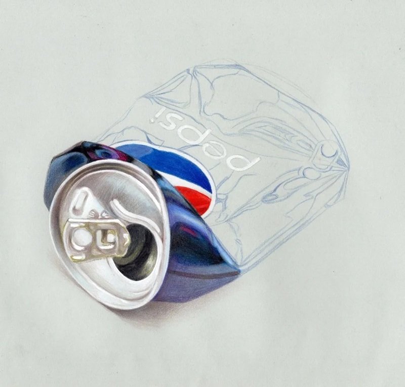 How to draw a crushed soda can 5