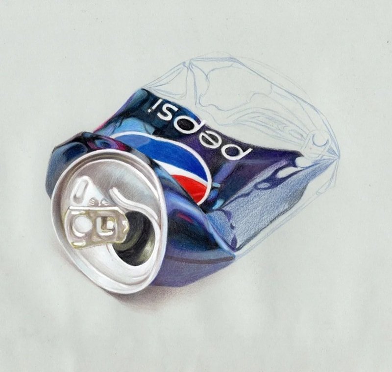 How to draw a crushed soda can 6