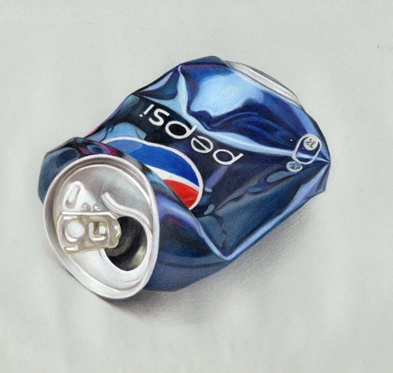 How to draw a crushed soda can
