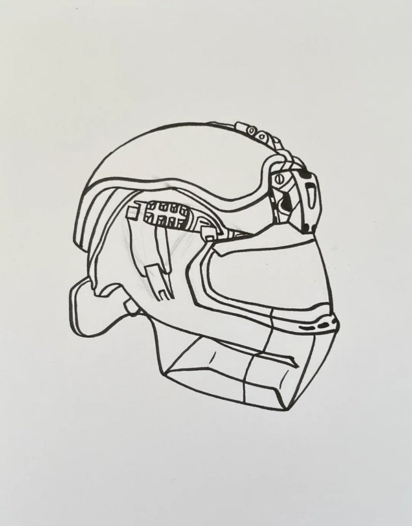 How to draw a helmet easy 10