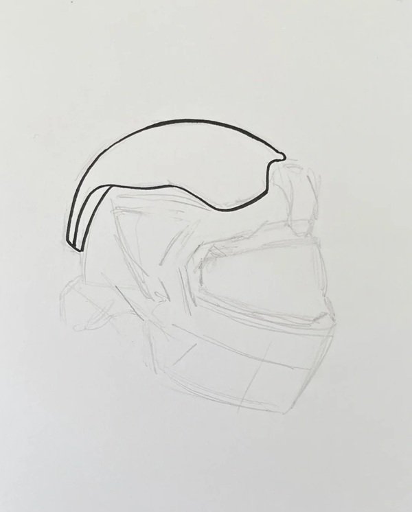 How to draw a helmet easy 2
