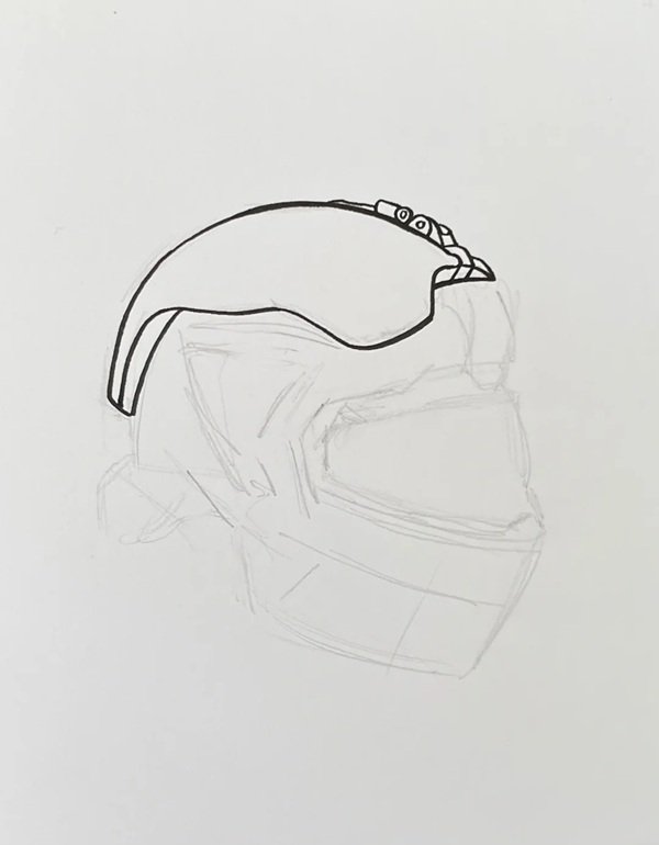 How to draw a helmet easy 3