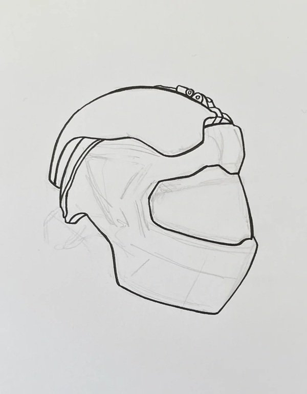 How to draw a helmet easy 4