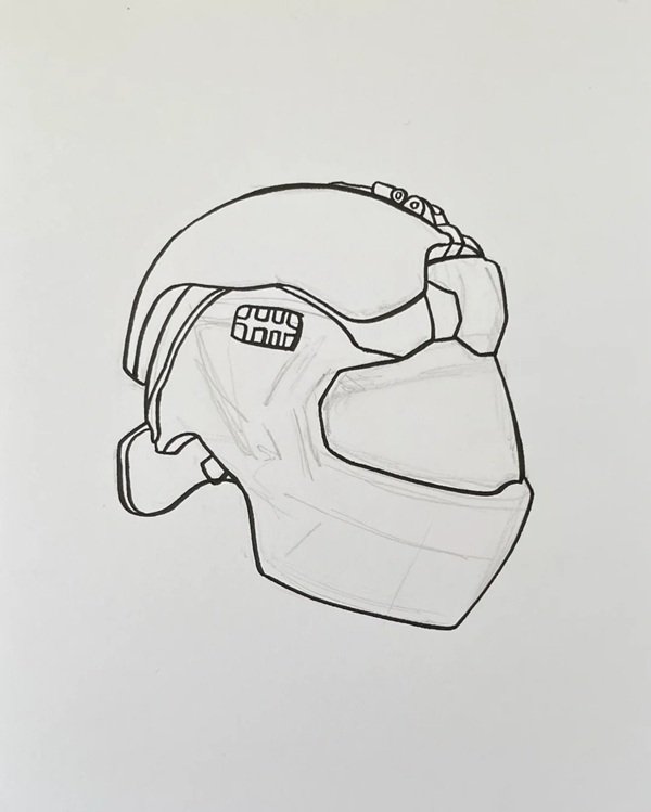 How to draw a helmet easy 5